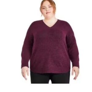 George V neck Sweater - Burgundy - Ultra Soft  4X
